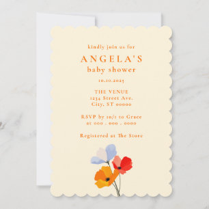 Dicke Poppy Floral Baby Dusche Einladung