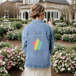 Dicke Rainbow Honeycomb und Diamond Pattern Star Jeansjacke