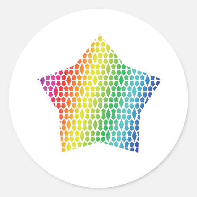 Dicke Rainbow Honeycomb und Diamond Pattern Star Runder Aufkleber (Vorderseite)