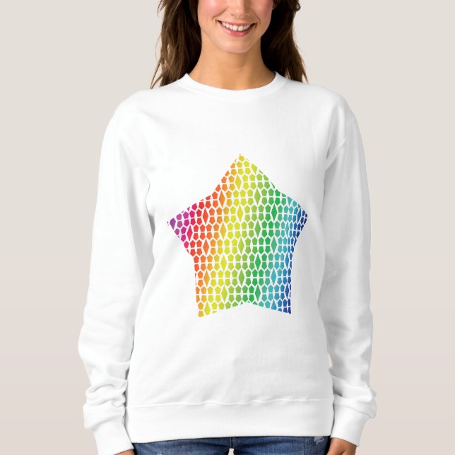 Dicke Rainbow Honeycomb und Diamond Pattern Star Sweatshirt (Vorderseite)