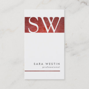 Dicke Red Grunge Strip Monogram Business Card Visitenkarte
