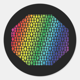 Dicke Regenbogen und schwarze Honeycomb Diamond Mu Runder Aufkleber