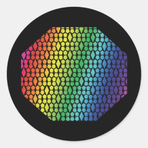 Dicke Regenbogen und schwarze Honeycomb Diamond Mu Runder Aufkleber
