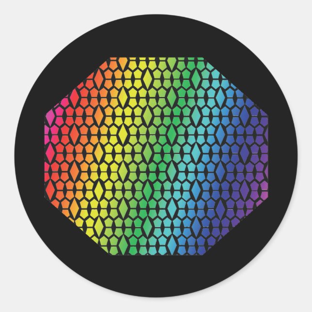 Dicke Regenbogen und schwarze Honeycomb Diamond Mu Runder Aufkleber (Vorderseite)