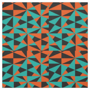 Dicke Retro Geometrie Orange Aquamarin Black Mix Stoff