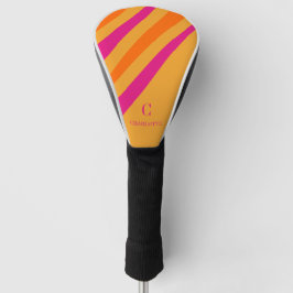 Dicke Retro Streifen Monogramm Rosa Orange Golf Headcover
