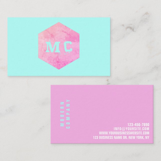 Dicke rosa Minze Aquamarin Moderne Grunge Company  Visitenkarte (Vorne/Hinten)
