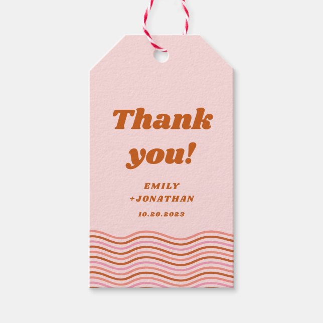 Dicke Rosa Rote Retro Groovy Geschenkanhänger (Vorderseite)