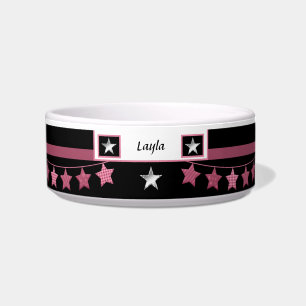 Dicke rosa/schwarz Personalisierte Pet Bowl mit St Napf