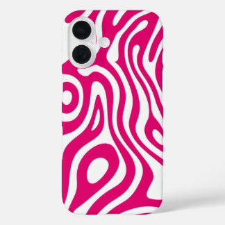 Dicke Rosa Swirl iPhone 16 Gehäuse - Retro Wave Hülle