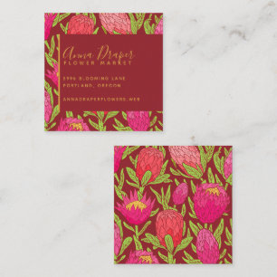 Dicke rosa tropische florale Square-Visitenkarte Quadratische Visitenkarte