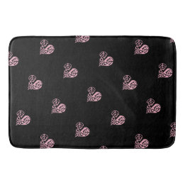 Dicke, rosa und schwarz-filigrane Herzklopfmatte Badematte