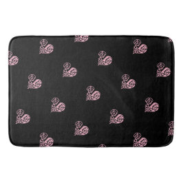 Dicke, rosa und schwarz-filigrane Herzklopfmatte Badematte