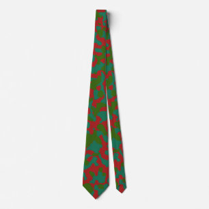 Dicke rote Camouflage in Deep Green und Aquamarin Krawatte