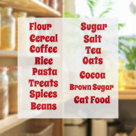 Dicke, rote, individuell anpassbare Pantry Vinyl S Aufkleber