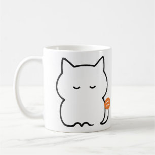 Dicke rote Katze sitzend Kaffeetasse