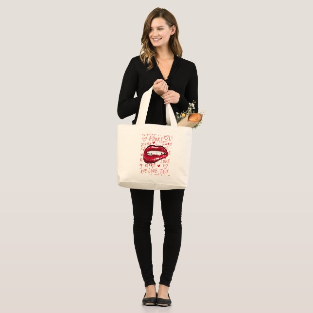 Dicke rote Lippen - Sexy Glam Tote - Tasche (Vorderseite (Model))