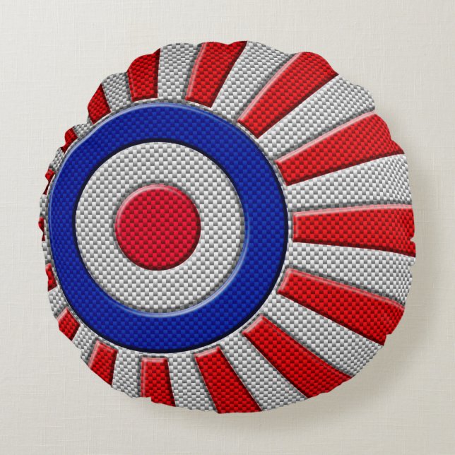 Dicke Roundel-Sonnenbrust-Design im Carbon-Fibre-S Rundes Kissen (Vorderseite)