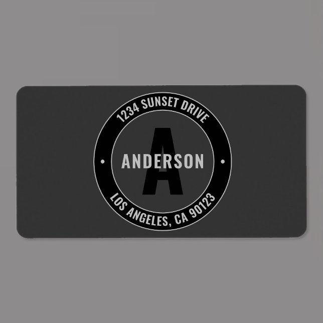 Dicke Rücksendeadresse usw.| Grau und Schwarz Adressaufkleber (Von Creator hochgeladen)