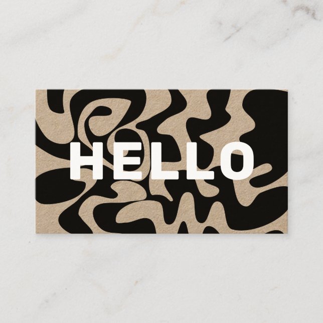 Dicke Schriftart Groovy Black and White Kraft Visitenkarte (Vorderseite)