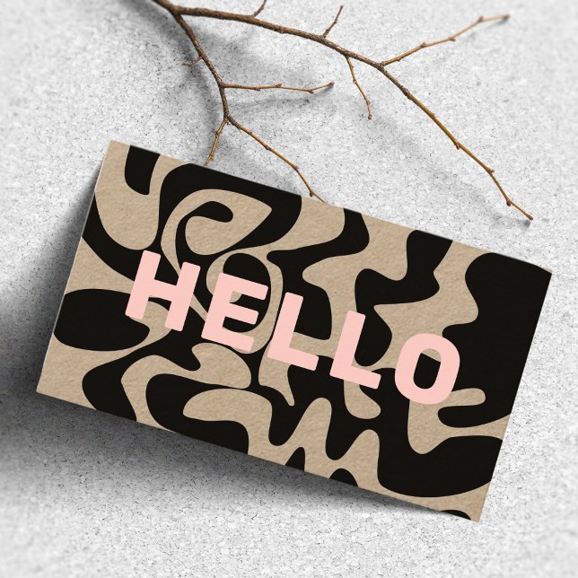 Dicke Schriftart Groovy Black Blush Pink Kraft Visitenkarte (Von Creator hochgeladen)