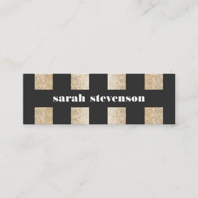 Dicke Schwarz-Gold-Imitate Sequin Moderne Fashioni Mini Visitenkarte (Vorderseite)