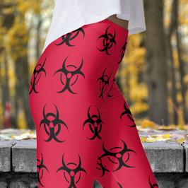 Dicke Schwarz-Rot-Biogefährdung-Muster Leggings
