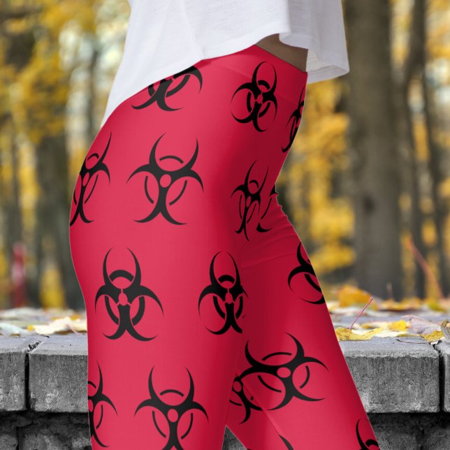 Dicke Schwarz-Rot-Biogefährdung-Muster Leggings (Biohazard Black on Red Leggings)