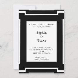 Dicke Schwarz-Weiß Art Deco Hochzeit Einladung