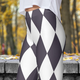 Dicke Schwarz-Weiß-Harlequin-Karo-Muster Leggings