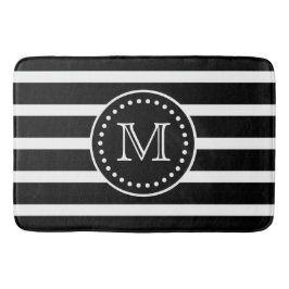 Dicke Schwarz-Weiß-Streifen und Polka-Dot-Monogram Badematte
