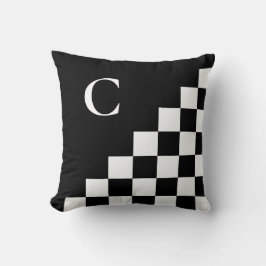 Dicke Schwarz-weiße Geometrie des Monogramms Kissen