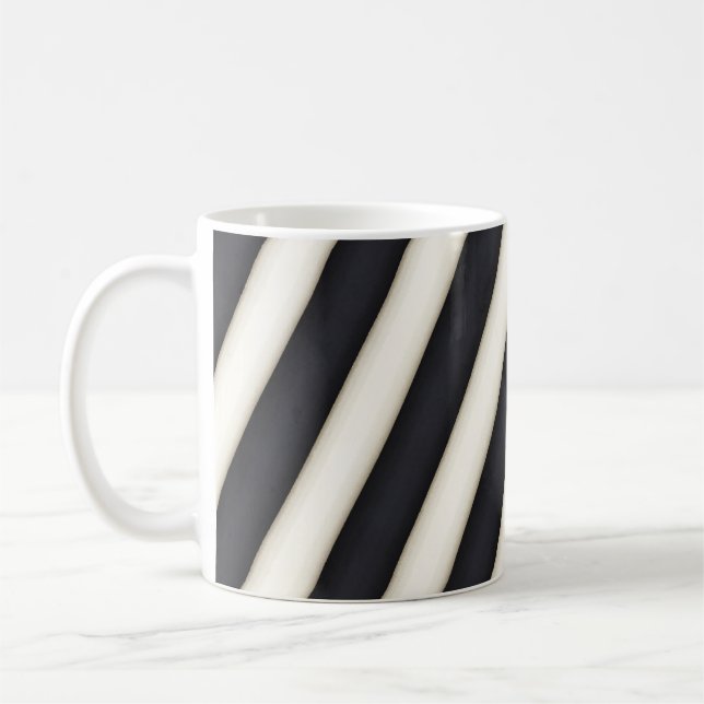 Dicke schwarz-weiße Spiralstreifen Kaffeetasse (Links)