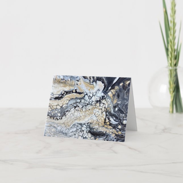 Dicke Schwarze Gold weiße Note Card Dankeskarte (Vorderseite)