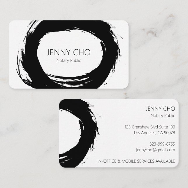 Dicke schwarze Tinte Farbring Notary Modern Einfac Visitenkarte (Vorne/Hinten)