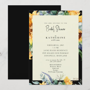 Dicke Sommersonnenblume Schwarz & Creme Brautparty Einladung