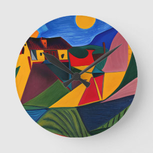 Dicke Sonnenuntergang Picasso Art Runde Wanduhr