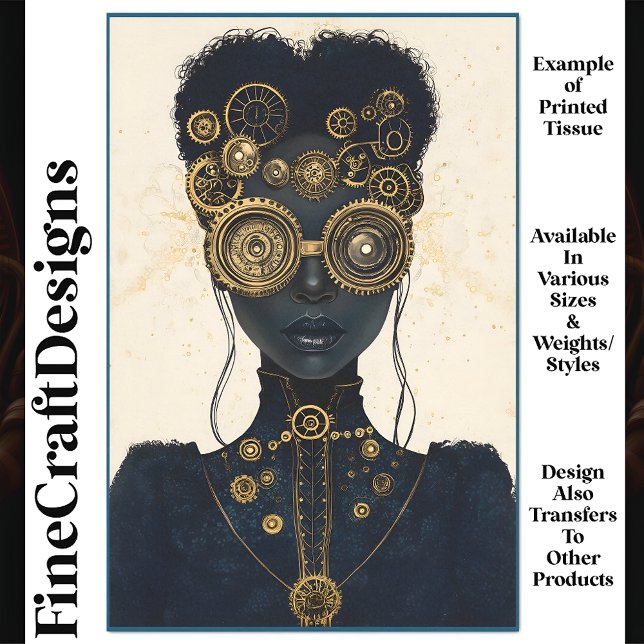 Dicke Steampunk-Frau Schwarze Hautlippen P1 Decoup Seidenpapier (Von Creator hochgeladen)