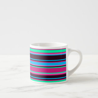 Dicke Streifen in Magenta, Aqua & Blue Espresso Cu Espressotasse
