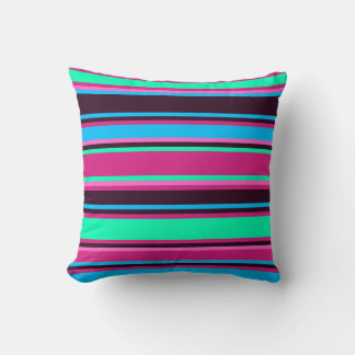 Dicke Streifen in Magenta, Aqua & Blue Kissen
