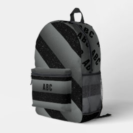 Dicke Streifen Schwarz-weiß Grau-Monogramm Bedruckter Rucksack