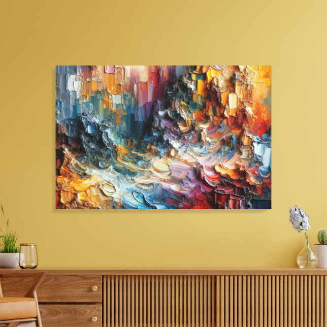 Dicke Texturierte Malmuster Leinwanddruck (Insitu (Wohnzimmer))