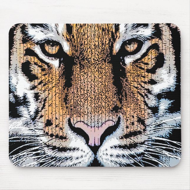 Dicke Tiger Portrait Graphic Press Style Mousepad (Vorne)