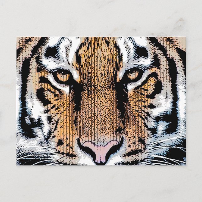 Dicke Tiger Portrait Graphic Press Style Postkarte (Vorderseite)