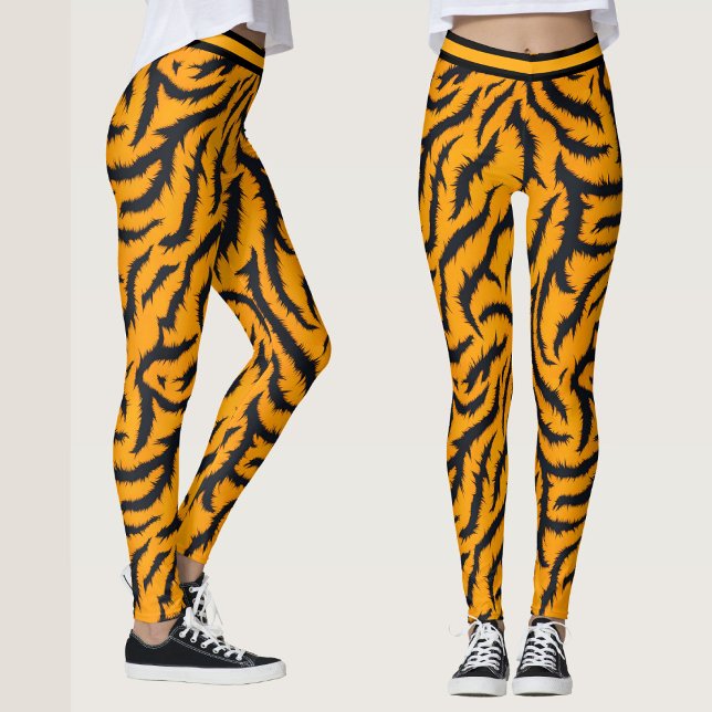 Dicke Tiger Streifen Muster in Orange und Schwarz Leggings (Von Creator hochgeladen)