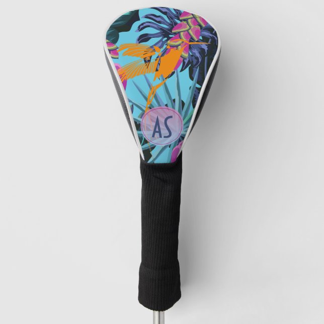 Dicke tropische Foliage Muster mit Hummingbird Golf Headcover (Vorderseite)