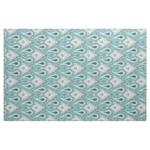 Dicke Türkis Blau Grau Ikat Tribal Art Muster Stoff