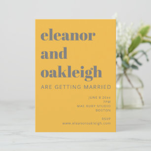 Dicke Typografie Gelb und Grau Moderne Hochzeit Einladung