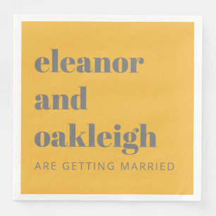 Dicke Typografie Gelb und Grau Moderne Hochzeit Serviette