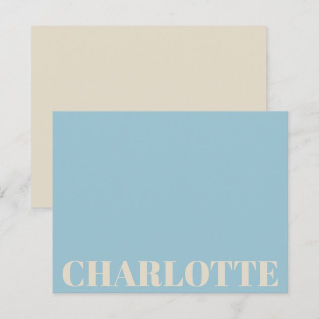 Dicke Typografie Personalisiert Name Light Blue Cr Mitteilungskarte (Vorne/Hinten)